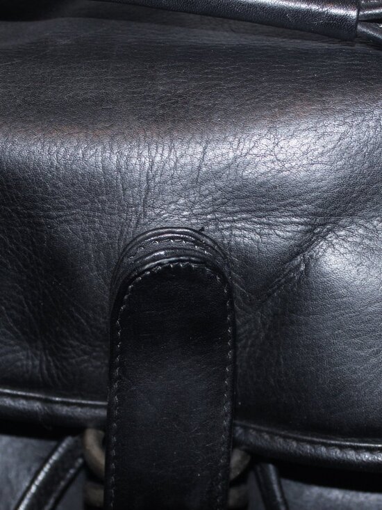 FRYE Thick Black Leather Large Travel Backpack Bag Unisex Mint! main image 13